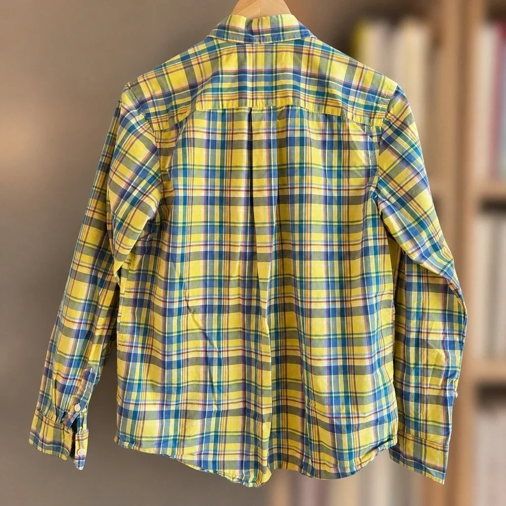 Ralph Lauren Boys XL 18-20 Yellow Blue Plaid Button Down‎ Long Sleeve Shirt